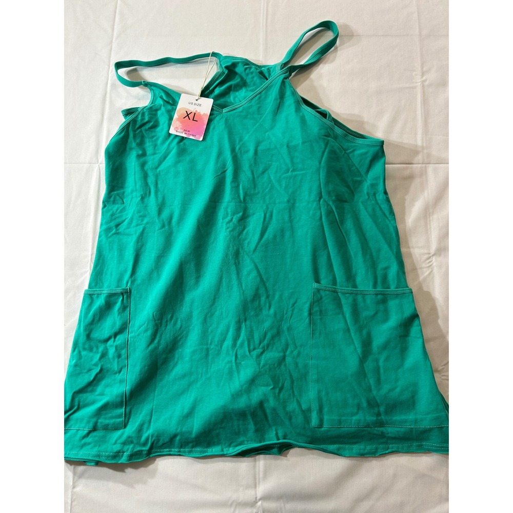 Fashion Green Sleeveless Active Romper Dress with Pockets XL NX-0080